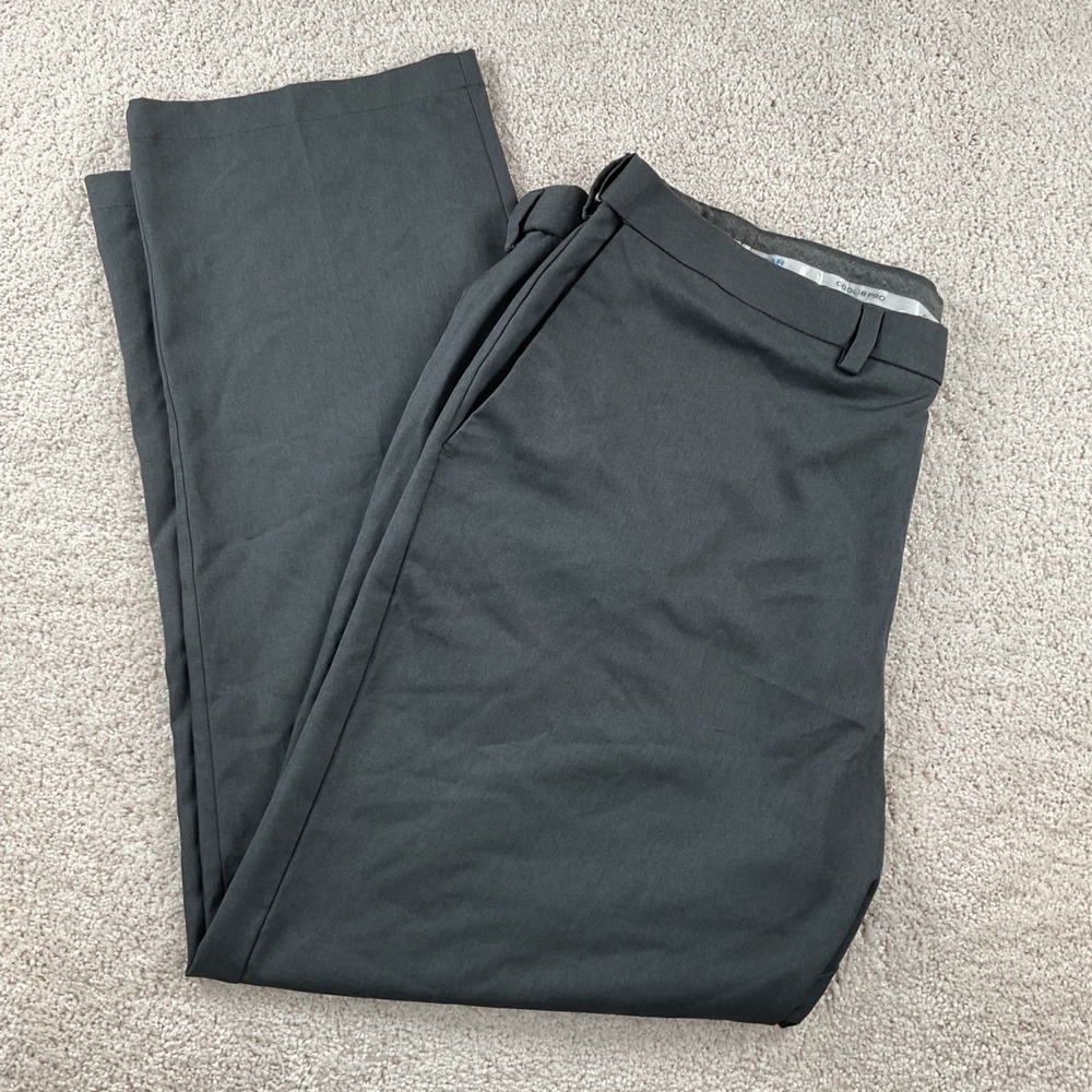 Haggar Cool 18 Pro Mens 44x32 Charcoal Gray Classic Fit Expandable Waist Pants